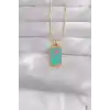 316L Çelik Gold Renk Mavi Mineli Tarot Kolye