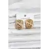316L Çelik Gold Renk Motif Desen Model Kadın Küpe