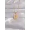 316L Çelik Gold Renk Pembe Mineli El Figür Tarot Kolye