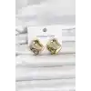 316L Çelik Gold Renk Plaka Model Kadın Küpe