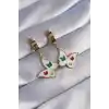 316L Çelik Gold Renk Renkli Mineli Kelebek Küpe