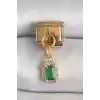 316L Çelik Gold Renk Sallantı Kare Yeşil Zirkon Taşlı Nomination Charm
