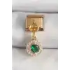 316L Çelik Gold Renk Sallantı Yeşil Zirkon Taşlı Nomination Charm