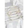 316L Çelik Gold Renk Simli Model Ajda 65 mm Kadın Bileklik