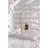316L Çelik Gold Renk Siyah Mineli Yıldız Figür Tarot Kolye