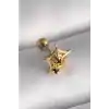 316L Çelik Gold Renk Siyah Zirkon Taş Detay Örümcek Ağ Model Tragus Piercing