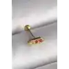 316L Çelik Gold Renk Turuncu Zirkon Taşlı Tragus Piercing