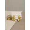 316L Çelik Gold Renk Vintage 3D Dalgalı Model Küpe