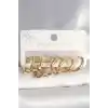 316L Çelik Gold Renk Yıldız Halka Model Kadın Küpe Seti