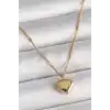 316L Çelik Gold Renk Zincir Love İşlemeli Kalp Figür Kadın Kolye
