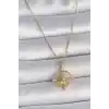 316L Çelik Gold Renk Zincir Zirkon Taşlı Pusula Model Kadın Kolye