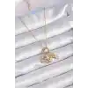 316L Çelik Gold Renk Zirkon Taş Detay Çocuk Figür Charm Model Kadın Kolye