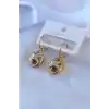 316L Çelik Gold Renk Zirkon Taş Detay Kadın Küpe