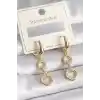 316L Çelik Gold Renk Zirkon Taş Detaylı Sallantı Model Kadın Küpe