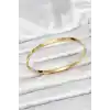 316L Çelik Gold Renk Zirkon Taşlı 65 mm İnce Kadın Kelepçe Bileklik