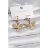 316L Çelik Gold Renk Zirkon Taşlı Anka Kuşu Model Kadın Küpe