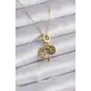316L Çelik Gold Renk Zirkon Taşlı Ay Yıldız  Model Charm Model Kadın Kolye