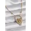 316L Çelik Gold Renk Zirkon Taşlı Detaylı Kalp Fidan Model Kadın Kolye