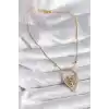 316L Çelik Gold Renk Zirkon Taşlı Detaylı Kalp Fidan Model Kadın Kolye
