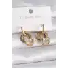 316L Çelik Gold Renk Zirkon Taşlı Halka Model Kadın Küpe
