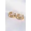 316L Çelik Gold Renk Zirkon Taşlı Minimal Model Halka Küpe