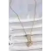 316L Çelik Gold Renk Zirkon Taşlı Sallantı Melek Figür Charm Kadın Kolye