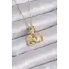 316L Çelik Gold Renk Zirkon Taşlı Sonsuzluk Kalp Figür Charm Model Kadın Kolye
