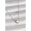 316L Çelik Gümüş Renk Beyaz Yonca Model Kadın Kolye