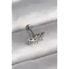 316L Çelik Gümüş Renk Dal Model Zirkon Taş Detaylı Tragus Piercing
