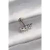 316L Çelik Gümüş Renk Dal Model Zirkon Taş Detaylı Tragus Piercing