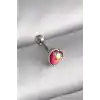 316L Çelik Gümüş Renk Kırmızı Mineli Kalp Tragus Piercing