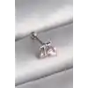 316L Çelik Gümüş Renk Pembe Zirkon Taşlı Kalp Tragus Piercing