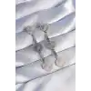 316L Çelik Gümüş Renk Uzun İtalyan Zincir Detaylı Kalp Küpe