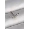 316L Çelik Gümüş Renk Zirkon Taş Detay Kanat Model Tragus Piercing