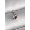 316L Çelik Gümüş Renk Zirkon Taşlı Çiçek Tragus Piercing