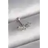 316L Çelik Gümüş Renk Zirkon Taşlı Çiçek Tragus Piercing