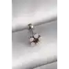 316L Çelik Gümüş Renk Zirkon Taşlı Çiçek Tragus Piercing