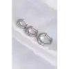 316L Çelik Gümüş Renk Zirkon Taşlı Model 3lü Halka Küpe