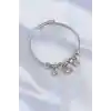 316L Çelik Gümüş Renk Zirkon Taşlı Model Charm Bileklik