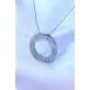 316L Çelik Gümüş Renk Zirkon Taşlı Model Kolye