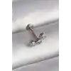 316L Çelik Gümüş Renk Zirkon Taşlı Tragus Piercing