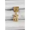 316L Çelik Sallantılı Zirkon Taşlı Ayıcık Model Gold Renk Nomination Charm
