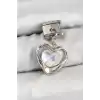 316L Çelik Sallantılı Zirkon Taşlı Kalp Model Gümüş Renk Nomination Charm