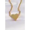 316L Çelik Zincir Altın Renk Düz Plaka Kalp Kolye