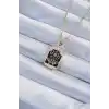 316L Çelik Zincir Altın Renk İşlemeli Siyah Mineli Tarot Kolye