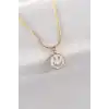 316L Çelik Zincir Altın Renk Mermer Desenli Minimal Smile Kolye