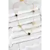 316L Çelik Zincir Gold Renk Siyah ve Zirkon Taşlı Baby Boy Yonca Kadın Kolye