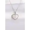 316L Çelik Zincir Gümüş Renk Beyaz Taşlı Bombeli Kalp Kolye