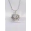 316L Çelik Zincir Gümüş Renk Kalp Güneşi Tasarımlı Kolye