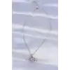 316L Çelik Zincir Gümüş Renk Pembe Zirkon Taşlı Eros Kolye